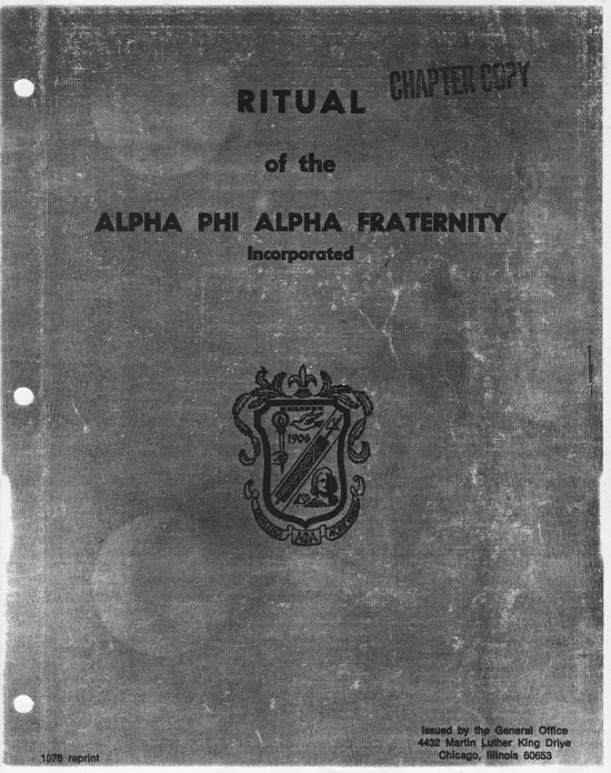 Ritual of the Alpha Phi Alpha alpha phi alpha. Ritual of the Alpha Phi Alpha