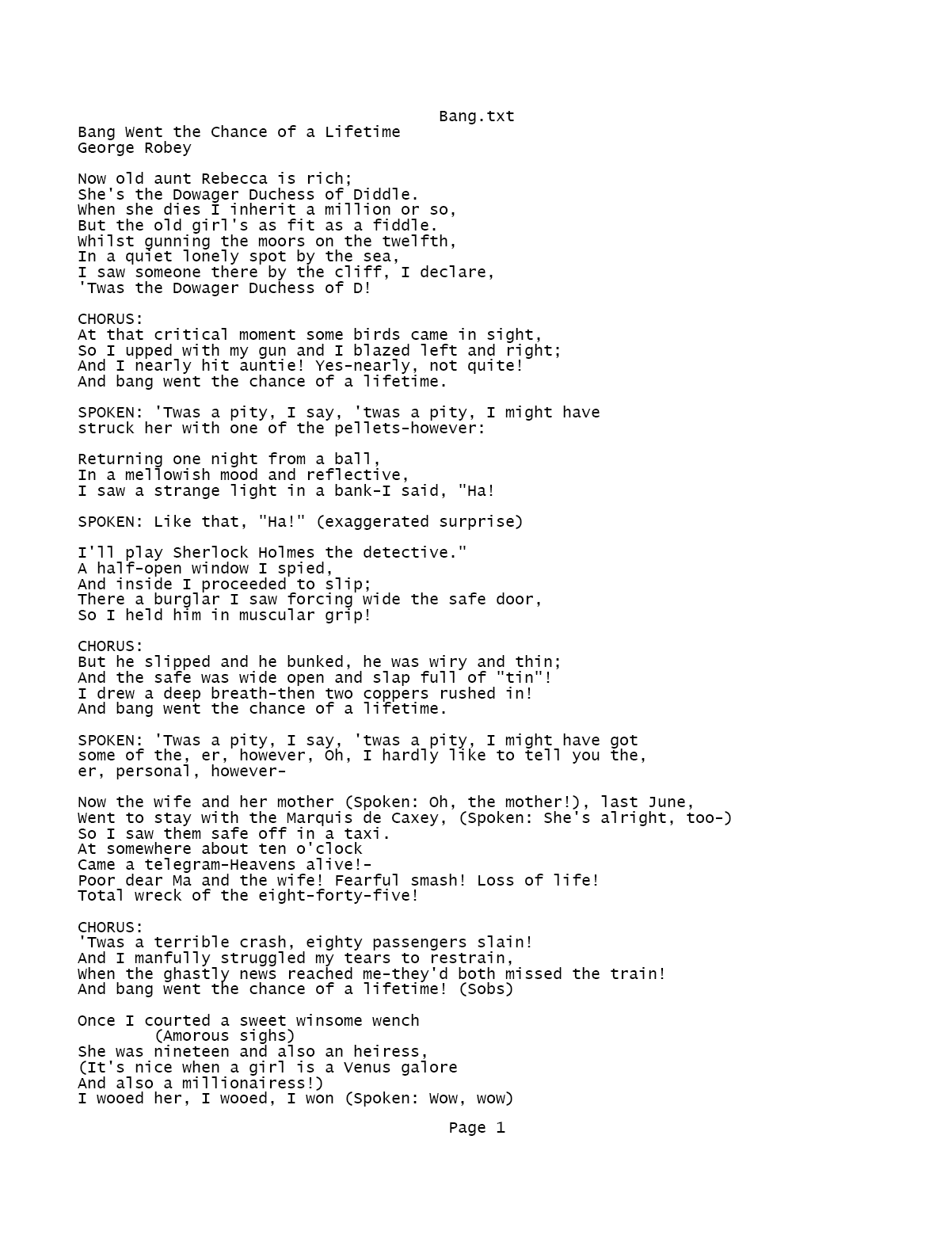 Music Hall Songs (1997)